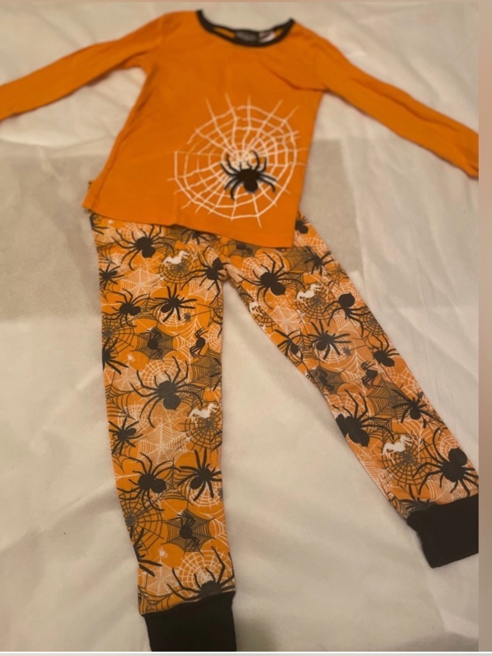 Hallow's Eve Kids Halloween Pajama Set Size 4T Orange Spider Web 2-Piece PJs